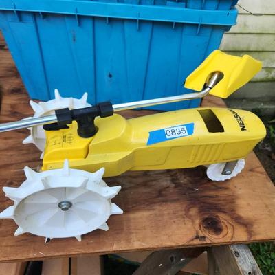 Nelson "Rain Train" Metal Tractor Traveling Lawn Yard Sprinkler Yellow