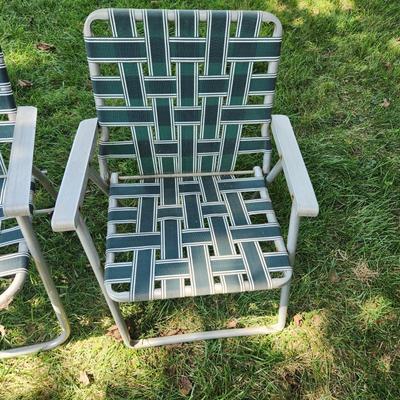 lot of 5 Vintage Aluminum Folding Webbed Lawn Beach Chairs 2 Loungers 3 Chairs
