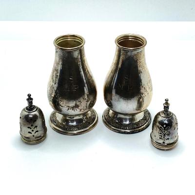 LOT 68: Monogrammed International Sterling S118 Salt and Pepper Shakers and Sterling Corn Cob Holders - TW 119.88g