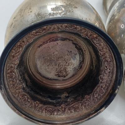 LOT 68: Monogrammed International Sterling S118 Salt and Pepper Shakers and Sterling Corn Cob Holders - TW 119.88g