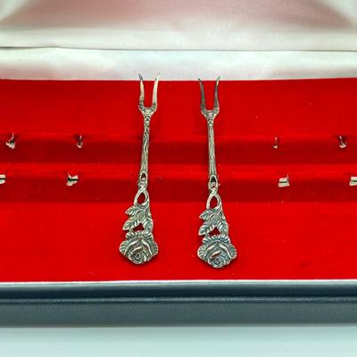 LOT 70: Collection of Sterling Silver and More - Forks, Mother of Pearl Serving Utensils, Wm Rogers and La Pierre Coasters