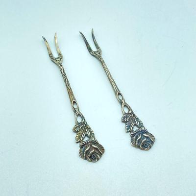 LOT 70: Collection of Sterling Silver and More - Forks, Mother of Pearl Serving Utensils, Wm Rogers and La Pierre Coasters