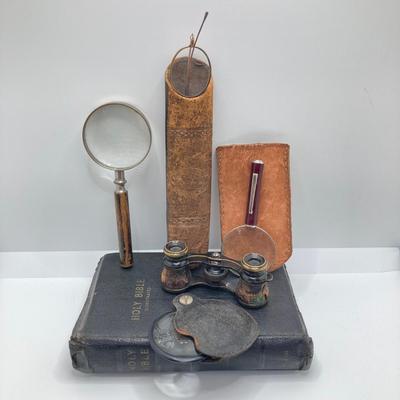 LOT 73: Vintage / Antique Collection - Eyeglasses, Magnifiers, Rolland Jewelers Opera Glasses / Binoculars and More