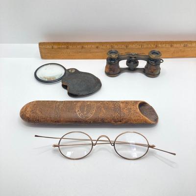 LOT 73: Vintage / Antique Collection - Eyeglasses, Magnifiers, Rolland Jewelers Opera Glasses / Binoculars and More