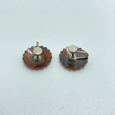 LOT 80: Clemens Handmade Pendant, Tied Knot Mexico Ring Size 9.5 with Screw Back Copper Earrings