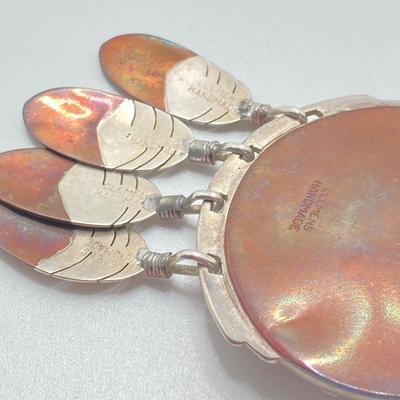 LOT 80: Clemens Handmade Pendant, Tied Knot Mexico Ring Size 9.5 with Screw Back Copper Earrings