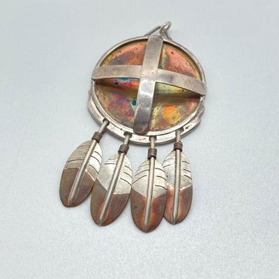 LOT 80: Clemens Handmade Pendant, Tied Knot Mexico Ring Size 9.5 with Screw Back Copper Earrings