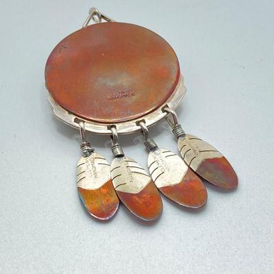 LOT 80: Clemens Handmade Pendant, Tied Knot Mexico Ring Size 9.5 with Screw Back Copper Earrings