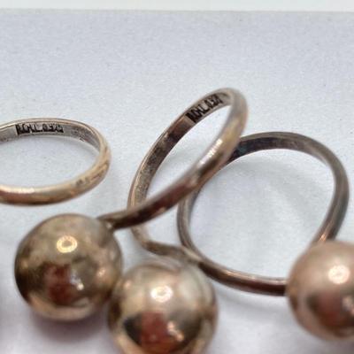 LOT 81: Beautiful Mexican Sterling Amethyst Bracelet with Three Adjustable Sterling Rings