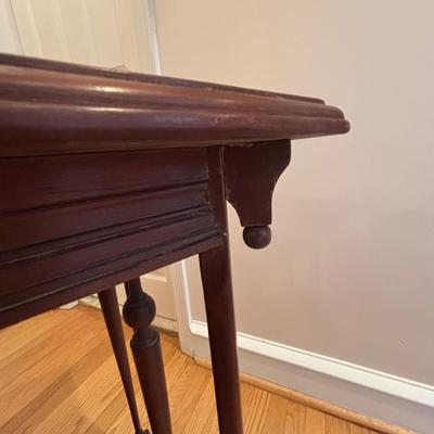 LOT 89: Hand Crafted Wood Framed Mirror along w/a Vintage Side Table