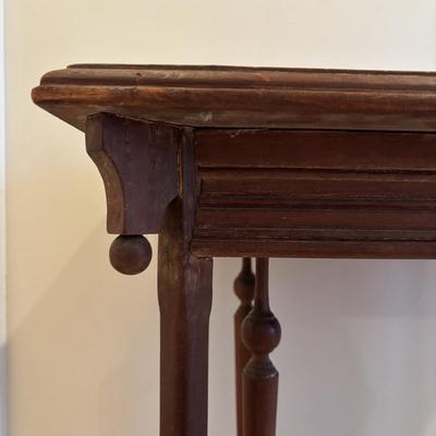 LOT 89: Hand Crafted Wood Framed Mirror along w/a Vintage Side Table