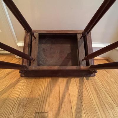 LOT 89: Hand Crafted Wood Framed Mirror along w/a Vintage Side Table