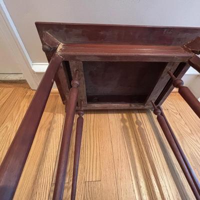 LOT 89: Hand Crafted Wood Framed Mirror along w/a Vintage Side Table