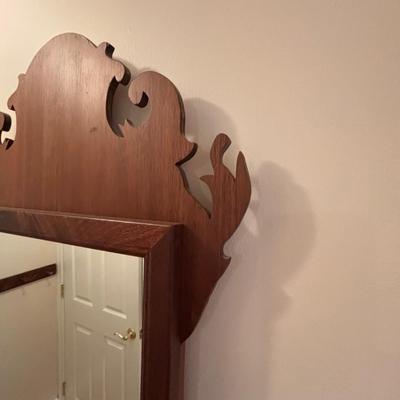 LOT 89: Hand Crafted Wood Framed Mirror along w/a Vintage Side Table