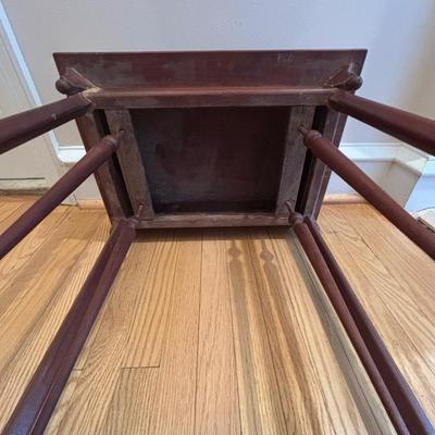 LOT 89: Hand Crafted Wood Framed Mirror along w/a Vintage Side Table