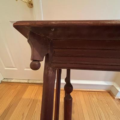 LOT 89: Hand Crafted Wood Framed Mirror along w/a Vintage Side Table