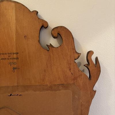 LOT 89: Hand Crafted Wood Framed Mirror along w/a Vintage Side Table