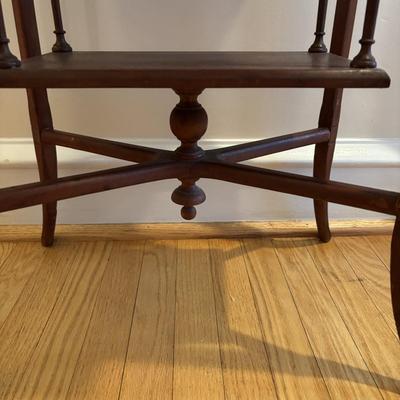 LOT 89: Hand Crafted Wood Framed Mirror along w/a Vintage Side Table