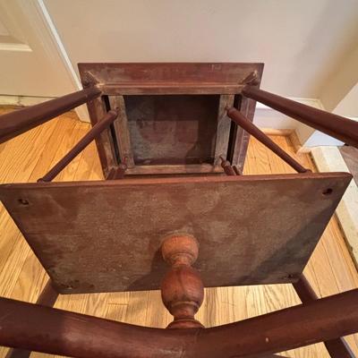 LOT 89: Hand Crafted Wood Framed Mirror along w/a Vintage Side Table