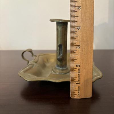 LOT 90: Vintage Push-up Candle Sticks w/Finger Loops, Antique Candle Snuffle/Wick Trimmer Scissors & Crown Ducal Ware "Colonial...