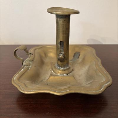 LOT 90: Vintage Push-up Candle Sticks w/Finger Loops, Antique Candle Snuffle/Wick Trimmer Scissors & Crown Ducal Ware "Colonial...