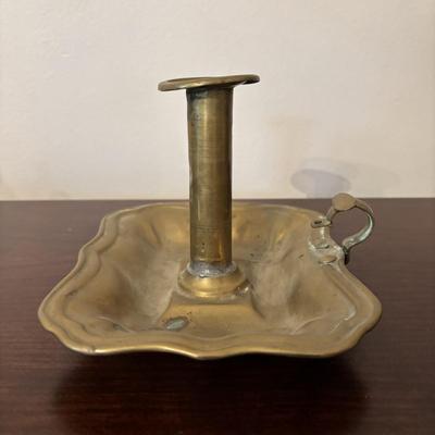 LOT 90: Vintage Push-up Candle Sticks w/Finger Loops, Antique Candle Snuffle/Wick Trimmer Scissors & Crown Ducal Ware "Colonial...