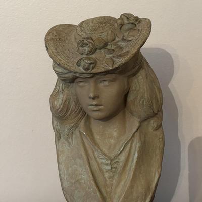 LOT 91: Antique Hand-Crafted Scrapbook, 1991 Alva Studio Victorian Women Sculpture and a Framed Floral Needlework 1978 & More