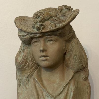 LOT 91: Antique Hand-Crafted Scrapbook, 1991 Alva Studio Victorian Women Sculpture and a Framed Floral Needlework 1978 & More