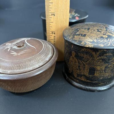 LOT 92: Trinket Box Collection: Lacquer, Wood & Pottery