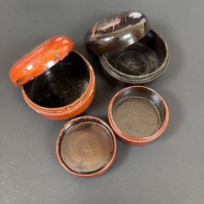 LOT 92: Trinket Box Collection: Lacquer, Wood & Pottery