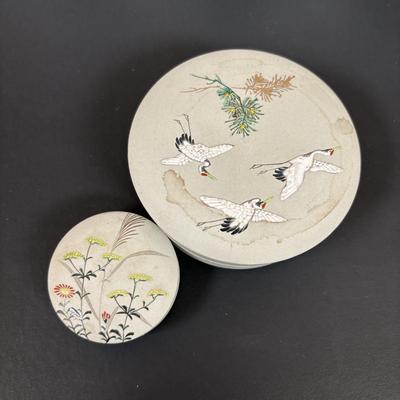 LOT 92: Trinket Box Collection: Lacquer, Wood & Pottery