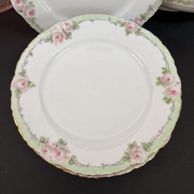LOT 95: Pink Depression Glass, Belleek Salt Dishes, M&Z Austria Covered Serving Bowls, RC Mon Bijou Dessert Plates & More