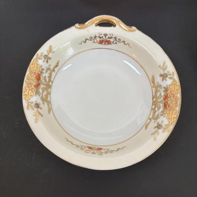 LOT 95: Pink Depression Glass, Belleek Salt Dishes, M&Z Austria Covered Serving Bowls, RC Mon Bijou Dessert Plates & More