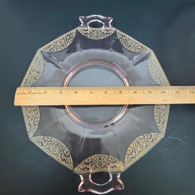 LOT 95: Pink Depression Glass, Belleek Salt Dishes, M&Z Austria Covered Serving Bowls, RC Mon Bijou Dessert Plates & More