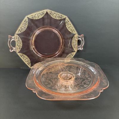 LOT 95: Pink Depression Glass, Belleek Salt Dishes, M&Z Austria Covered Serving Bowls, RC Mon Bijou Dessert Plates & More