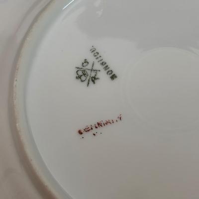 LOT 95: Pink Depression Glass, Belleek Salt Dishes, M&Z Austria Covered Serving Bowls, RC Mon Bijou Dessert Plates & More