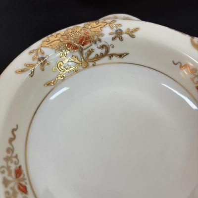LOT 95: Pink Depression Glass, Belleek Salt Dishes, M&Z Austria Covered Serving Bowls, RC Mon Bijou Dessert Plates & More
