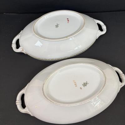 LOT 95: Pink Depression Glass, Belleek Salt Dishes, M&Z Austria Covered Serving Bowls, RC Mon Bijou Dessert Plates & More