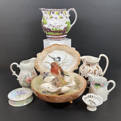 LOT 96: Vintage Porcelain Collection: Sporting Dogs Old Leeds Paragon England, Berwick Robin #980, Carrigaline Ireland Pottery, Vtg 50s...