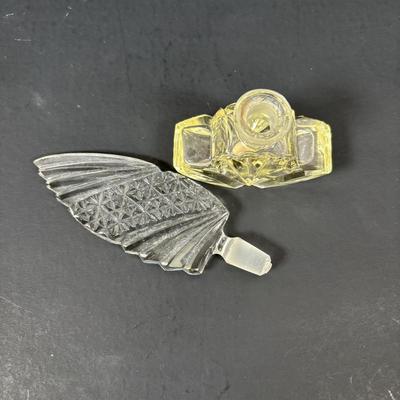 LOT 97: Pyralin Handheld Mirror, Perfume Bottle, Czechoslovakia, Cambridge Cuttery Pen Knife, TR Jewelry Box, Made in USA Compact,...