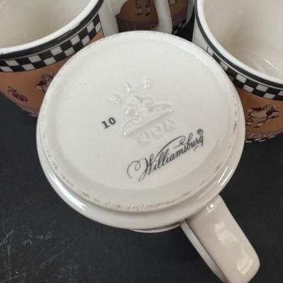 LOT 98: Arabia "Green Thistle" Dessert Plate, Finland, Williamsburg Shields Tavern Coffee Mugs, Bennington Vermont Pottery Bowl...