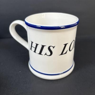 LOT 103: Wedgewood Winston Churchill Chartwell Mug, Wedgewood 8-Sided Nanette Salad Plate, Lordship/Ladyship Mugs