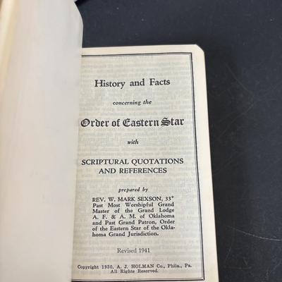 LOT 105: Eastern Star Bibles (3) in Original Boxes along with an Antique Bible Cover, Norcrest Eastern Star Teacup & More
