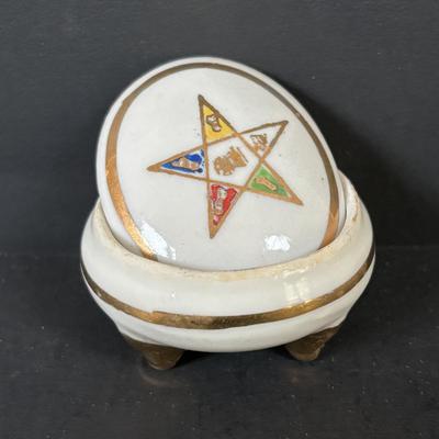 LOT 105: Eastern Star Bibles (3) in Original Boxes along with an Antique Bible Cover, Norcrest Eastern Star Teacup & More