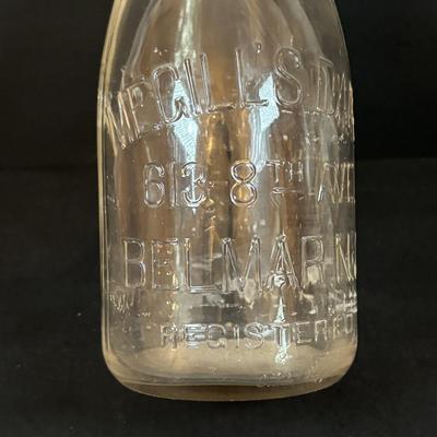 LOT 107: Vintage Milk Bottles: Haines, Jersey Local, McGills, MCM Carafes, Glass Double Boiler, Wooden Rolling Pin, Tin Recipes Boxes...