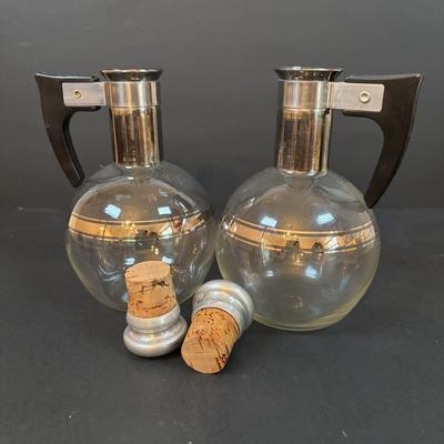 LOT 107: Vintage Milk Bottles: Haines, Jersey Local, McGills, MCM Carafes, Glass Double Boiler, Wooden Rolling Pin, Tin Recipes Boxes...