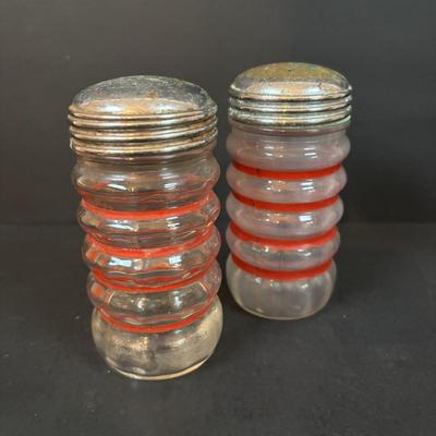 LOT 107: Vintage Milk Bottles: Haines, Jersey Local, McGills, MCM Carafes, Glass Double Boiler, Wooden Rolling Pin, Tin Recipes Boxes...