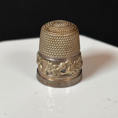 LOT 108: Vintage Collectible Finds: Tape Measure, Perpetual Calendar, Sterling Silver Thimble, Royal Worchester Thimble, Hand Crafted...