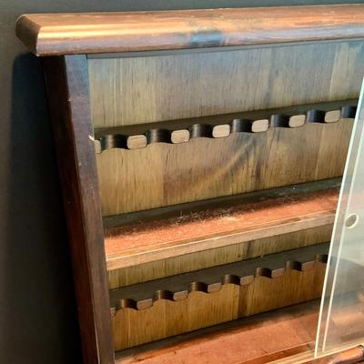 LOT 136: Vintage Wood and Glass Pipe Display Cabinet with Tobacco Jar Drawers with Pipes and More