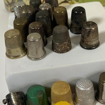 LOT 137: Collection of Vintage Sewing Notions Including Scissors, Thread, Thimbles, Pins, Needles and a Vintage Sears Electric Scissors...